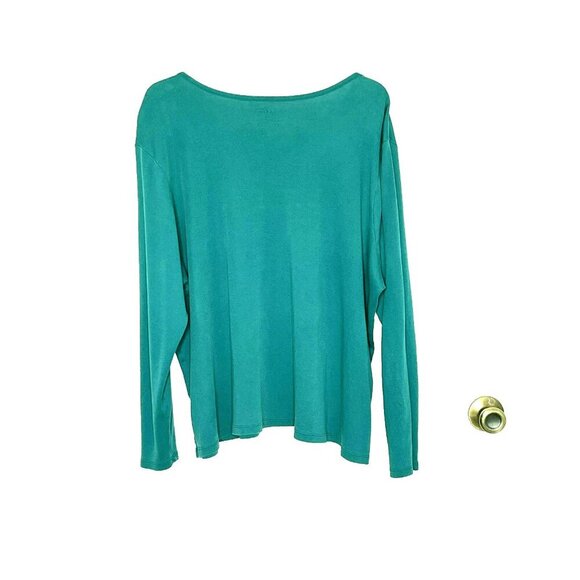 LL Bean Womens Top 100% Supima Cotton 3X Long Sleeve Green Capsule Normcore - Picture 2 of 4